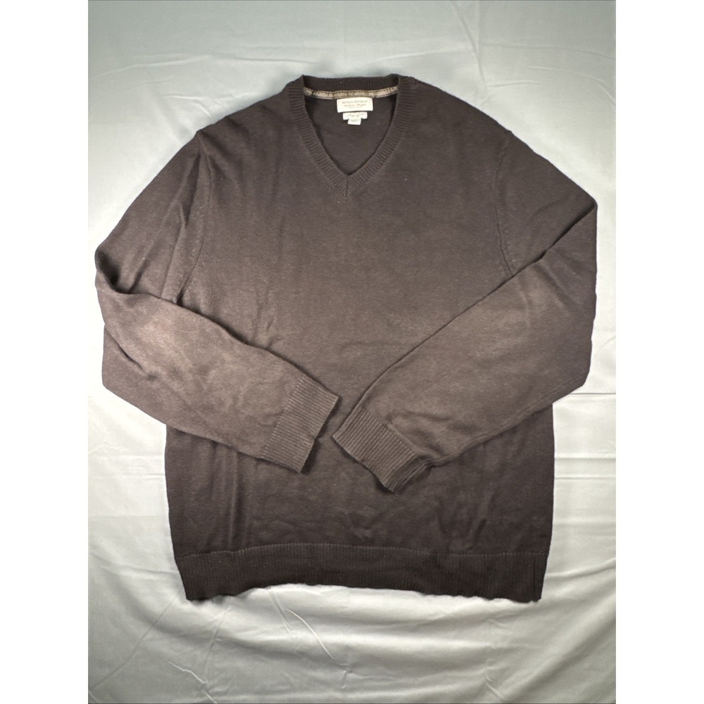 Banana Republic Mens XL Brown V-Neck Sweater Cotton Cashmere Angora Luxury Blend